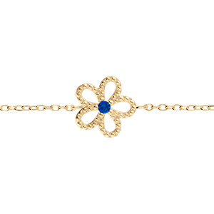 Bracelet en vermeil fleur ajoure avec oxyde bleu - 15+3cm