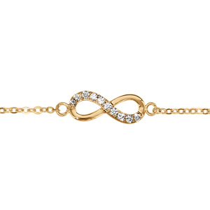 Bracelet en vermeil forme huit (infini) pierres blanches sur la moitie - 16+2cm - Vue 1
