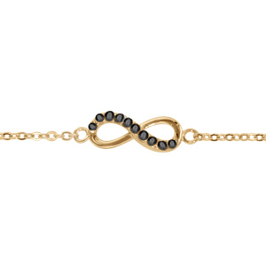 Bracelet en vermeil forme huit (infini) pierres noires sur la moitie - 16+2cm - Vue 1
