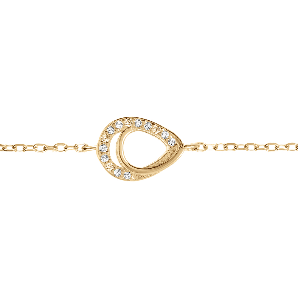 Bracelet en vermeil goutte avec oxydes blancs sertis - 15+3cm - Vue 1