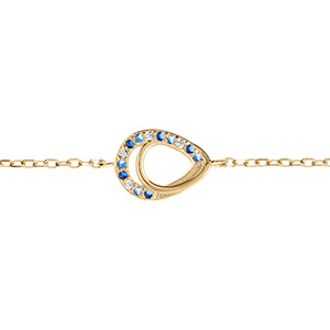 Bracelet en vermeil goutte avec oxydes bleus et blancs sertis - 15+3cm