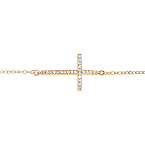 Bracelet en vermeil grande croix couche orne d'oxydes micro sertis -16+2cm