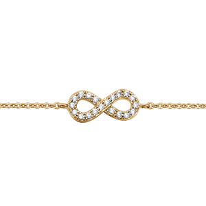 Bracelet en vermeil infini avec oxydes blancs sertis - 16+2cm - Vue 1