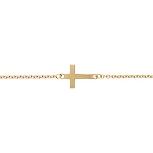 Bracelet en vermeil maille forcat croix plate lisse -18cm - Vue 1