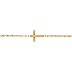 Bracelet en vermeil maille forcat croix plate lisse diamanté etoile - 18cm - Vue 1