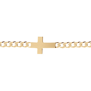 Bracelet en vermeil maille gourmette 5mm de large croix plate lisse - 19cm - Vue 1