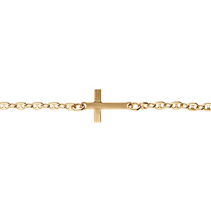 Bracelet en vermeil maille grain de café croix plate lisse -18cm - Vue 1