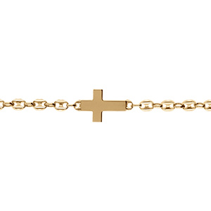 Bracelet en vermeil maille grain de caf croix plate lisse -19cm - Vue 1