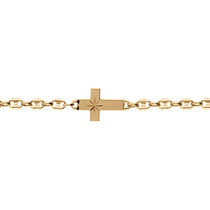 Bracelet en vermeil maille grain de café croix plate lisse diamanté etoile -19cm - Vue 1