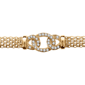 Bracelet en vermeil maille milanaise plus maillons d\'oxydes sertis entrelacs - 16+2cm - Vue 1