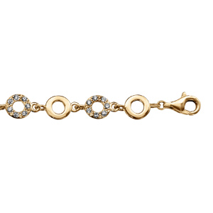 Bracelet en vermeil massif avec oxydes blancs sertis une maille sur deux -16,5+3cm - Vue 1