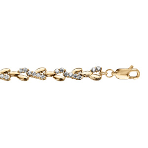 Bracelet en vermeil massif chaîne façon torsades avec oxydes blancs sertis sur le dessus - 16+3cm - Vue 1