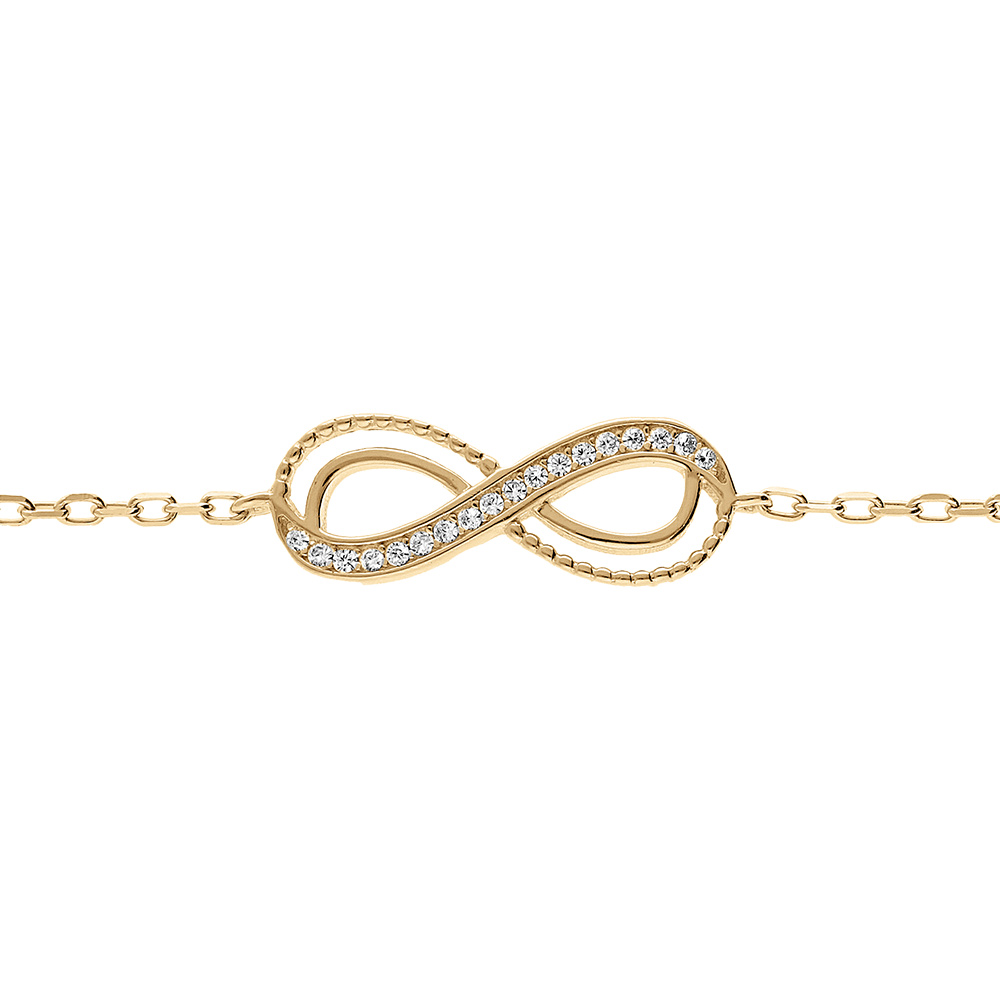 Bracelet en vermeil motif infini ajour� avec oxydes blancs sertis - 16+2cm - Vue 1