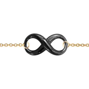 Bracelet en vermeil motif infini céramique noire - 16+3cm - Vue 1