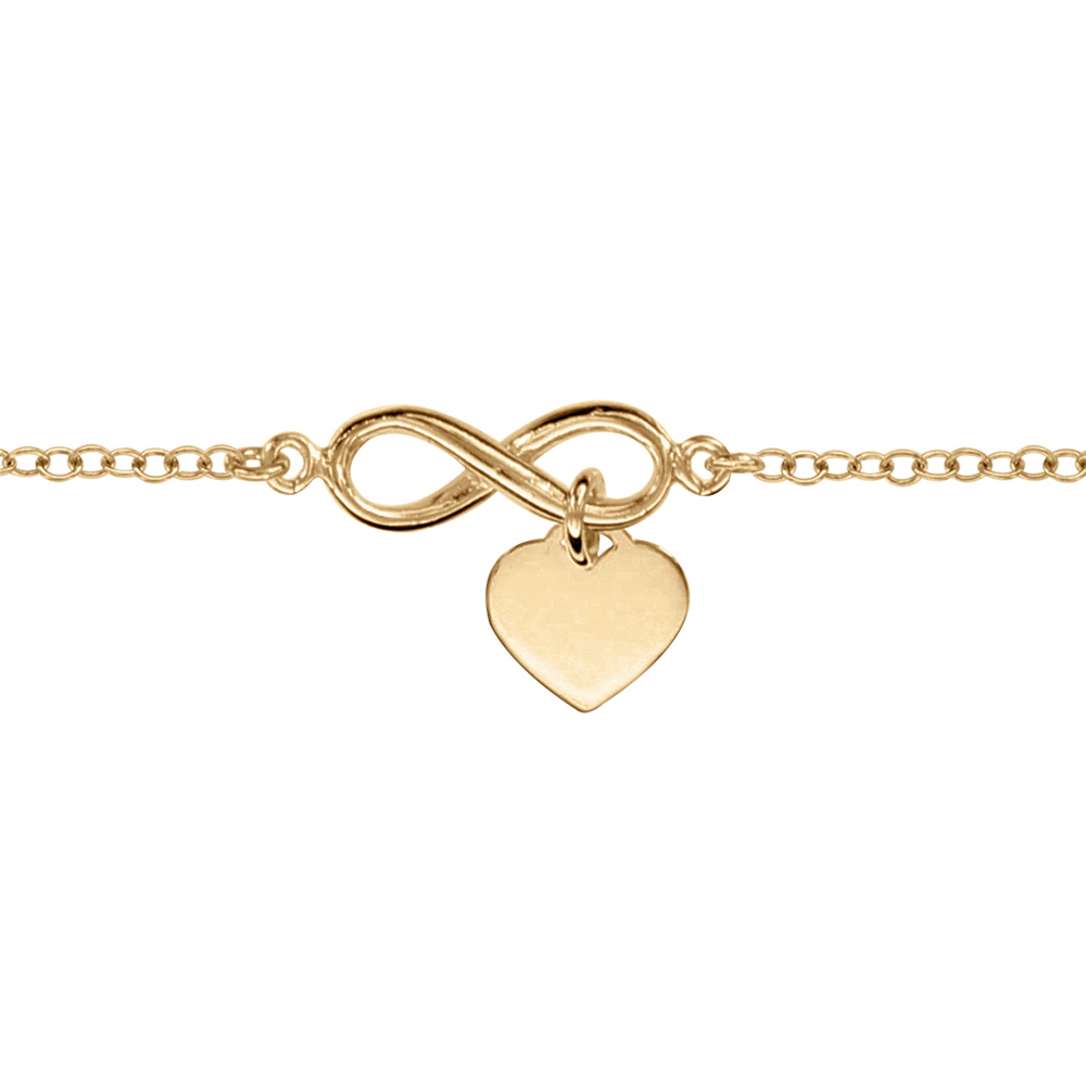 Bracelet en vermeil motif infini et coeur - 16+3cm - Vue 1