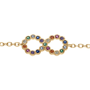 Bracelet en vermeil motif infini multi couleurs - 16+2cm