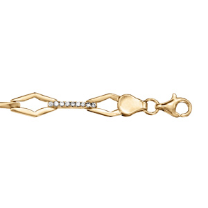 Bracelet en vermeil motif losange et barrettes d\'oxydes blancs sertis - 17+2cm - Vue 1