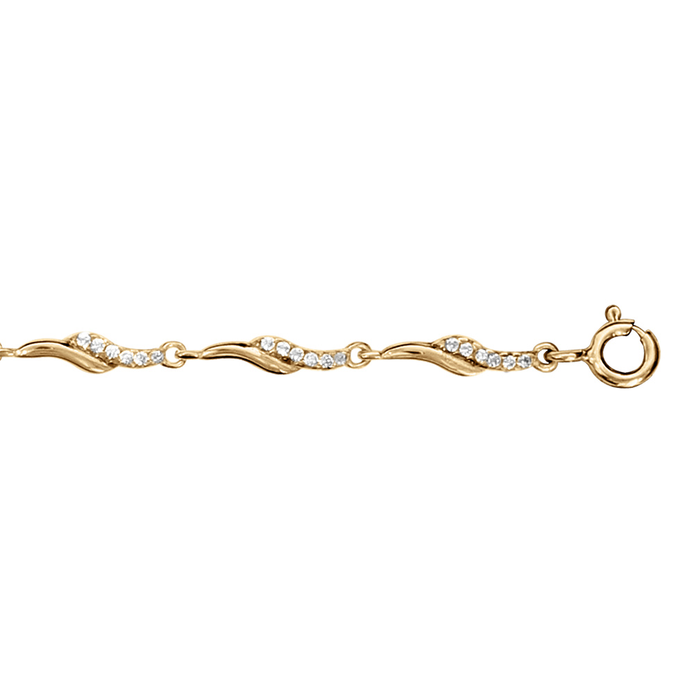 Bracelet en vermeil motif volute d\'oxydes blancs sertis  - 18+3cm - Vue 1