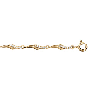 Bracelet en vermeil motif volute d\'oxydes blancs sertis - 18+3cm - Vue 1