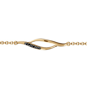 Bracelet en vermeil motifs barrettes pierres noires - 16+3cm - Vue 1