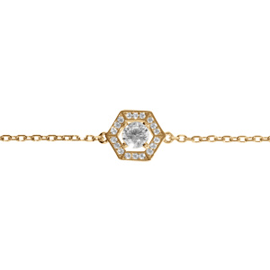 Bracelet en vermeil oxyde blanc et contour d\'oxydes blancs - 16+3cm - Vue 1