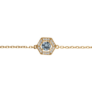 Bracelet en vermeil oxyde bleu ciel et contour d\'oxydes blancs - 16+3cm - Vue 1