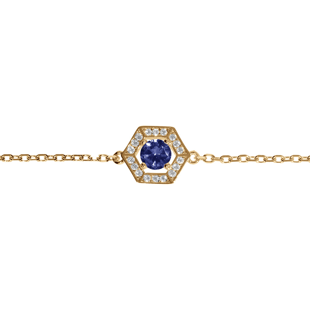 Bracelet en vermeil oxyde bleu et contour d\'oxydes blancs  - 16+3cm - Vue 1