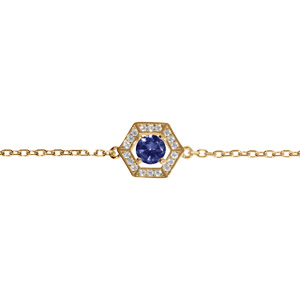 Bracelet en vermeil oxyde bleu et contour d\'oxydes blancs - 16+3cm - Vue 1