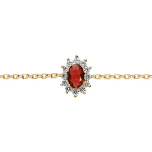 Bracelet en vermeil oxyde rouge et contours d\'oxydes blancs - 16+3cm - Vue 1