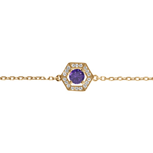 Bracelet en vermeil oxyde violet et contour d\'oxydes blancs - 16+3cm - Vue 1