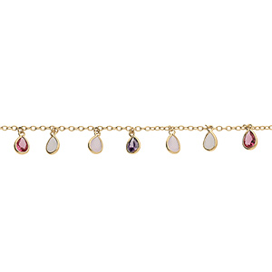 Bracelet en vermeil pampilles forme goutte et oxydes multi couleurs - 15+4cm