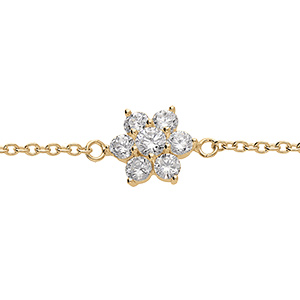 Bracelet en vermeil pendentif  marguerite orne d'oxydes blancs sertis - 16.5+2cm