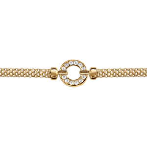 Bracelet en vermeil petite maille milanaise avec un cercle d\'oxydes blancs sertis - 15+3cm - Vue 1