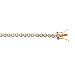 Bracelet en vermeil pierres rondes serti clos blanches - 18cm - Vue 1