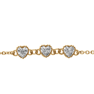 Bracelet en vermeil trois coeurs d'oxydes blancs - 16+2cm