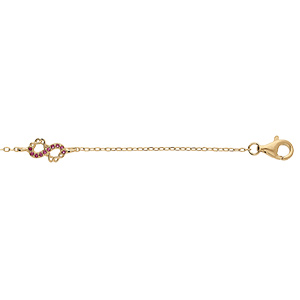Bracelet en vermeil trois  infinis avec oxydes roses sertis - 15+3cm