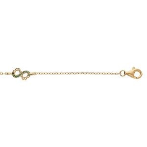 Bracelet en vermeil trois  infinis avec oxydes verts sertis - 15+3cm