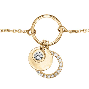 Bracelet en vermeil trois rondelles et oxydes blancs sertis - 16+3cm - Vue 1