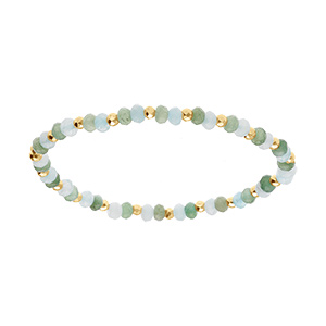 Bracelet extensible amazonite et aventurine véritable et boules en acier doré - Vue 1