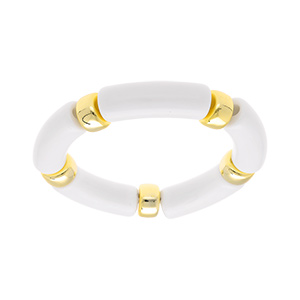 Bracelet extensible blanc � anneaux dor�s