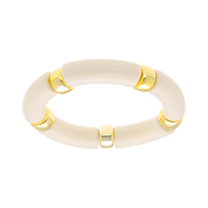 Bracelet extensible blanc crme  anneaux dors