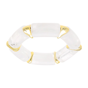 Bracelet extensible blanc translucide  inserts dors