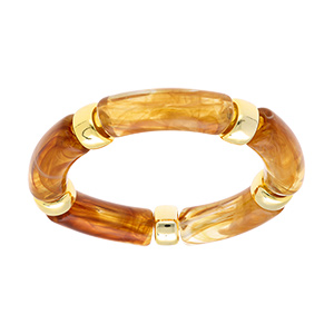 Bracelet extensible couleur ambre miel   anneaux dors
