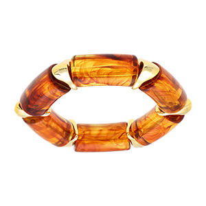 Bracelet extensible couleur ambre miel  inserts dors
