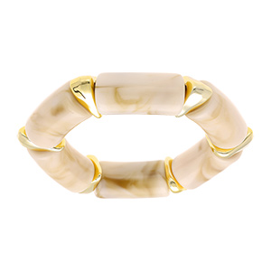 Bracelet extensible couleur nacre  inserts dor