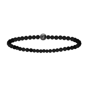 Bracelet extensible de perles d\'Agate et Perle de culture de Tahiti vritable - Vue 1