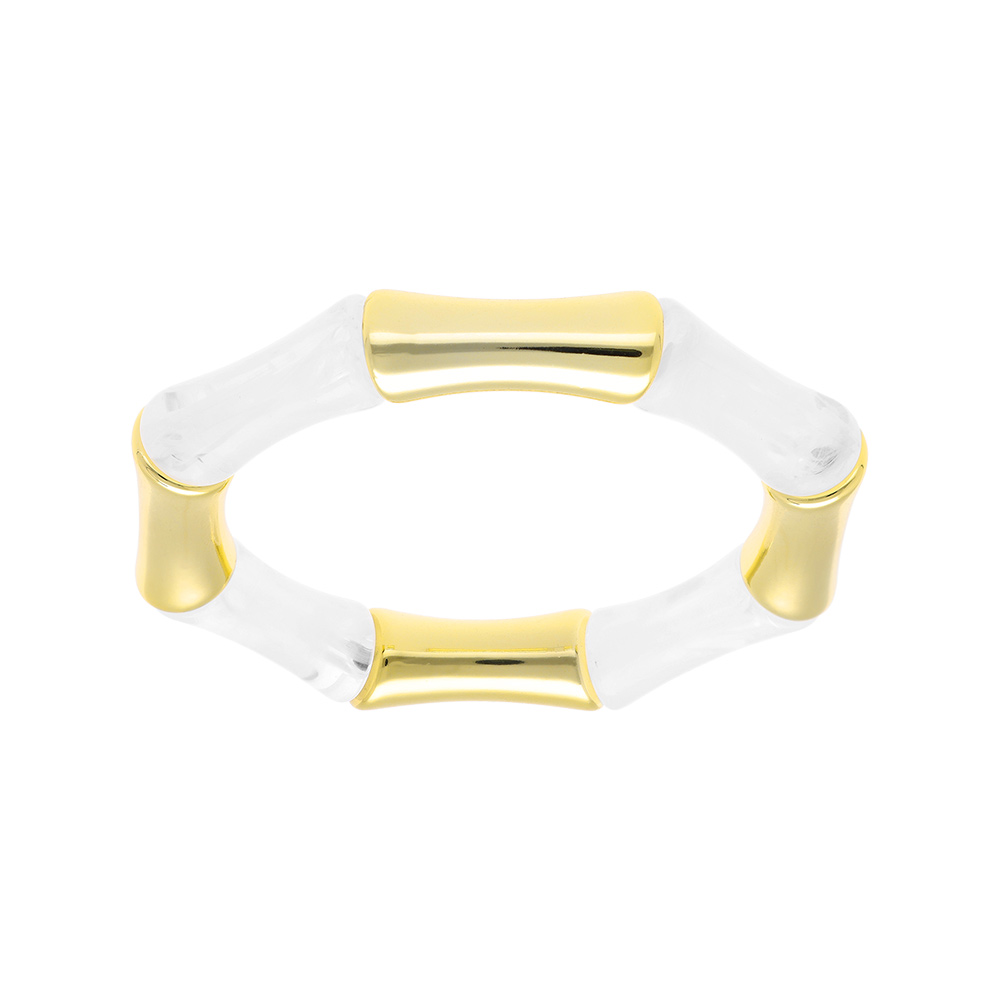 Bracelet extensible galb� blanc et r�sine dor� - Vue 1