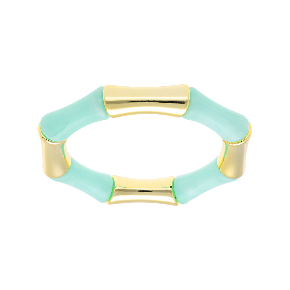 Bracelet extensible galb� bleu ciel et dor� - Vue 1