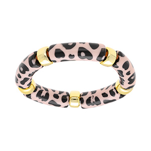 Bracelet extensible lopard  anneaux dors