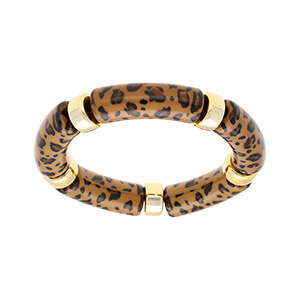 Bracelet extensible lopard  anneaux dors